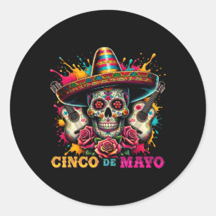 Cinco De Mayo Women Girl Kids Mexican Skull Fiesta Classic Round Sticker