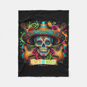 Cinco De Mayo Women Girl Kids Mexican Skull Fiesta Fleece Blanket
