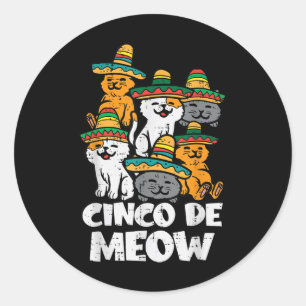 Cinco De Meow Cats Kitten Cute Cinco De Mayo Women Classic Round Sticker