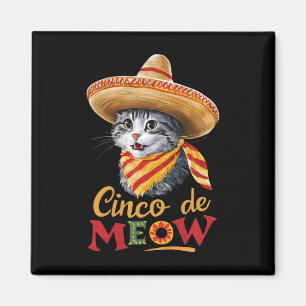 Cinco De Meow Cinco De Mayo Funny Mexican Cat Somb Magnet