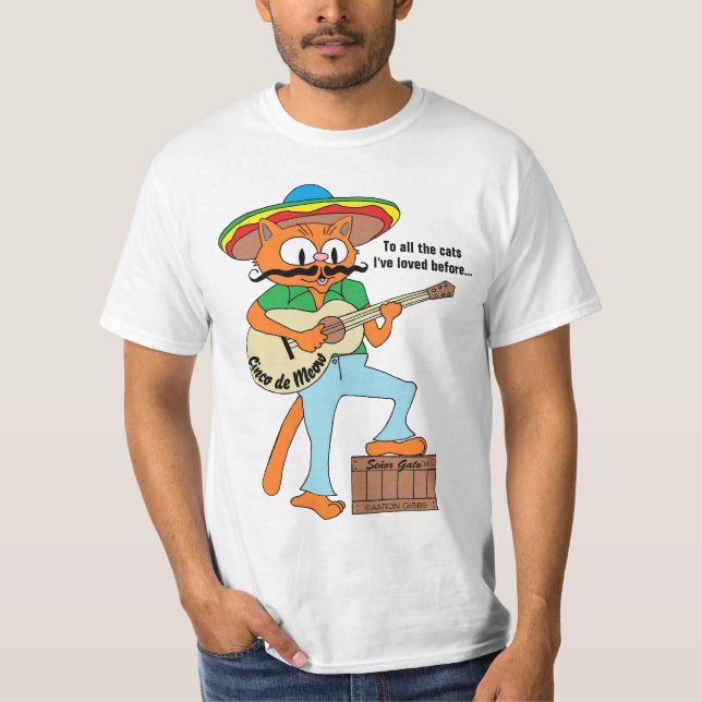 "Cinco de Meow" Cinco de Mayo Mexican Cartoon Cat  T-Shirt (Front)