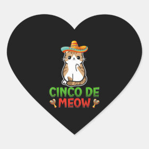 Cinco De Meow Cute Cinco De Mayo Sombrero Taco Cat Heart Sticker