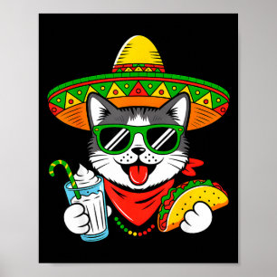 Cinco De Meow Funny Cat Taco Mexican Fiesta Party  Poster