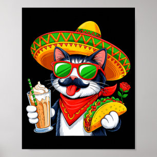 Cinco De Meow Funny Cat Taco Mexican Fiesta Party Poster