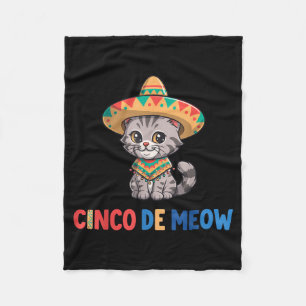 Cinco De Meow Funny Sombrero Cat Cinco De Mayo Fleece Blanket