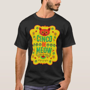 Cinco De Meow Mayo Floral Cute Cat Mexican Fiesta T-Shirt