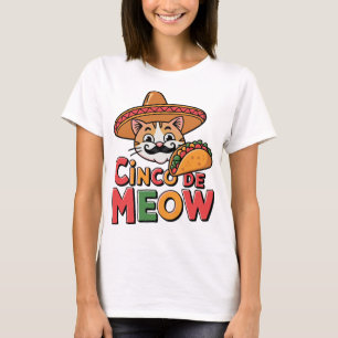 Cinco De Meow Mexican Cat Funny T-Shirt