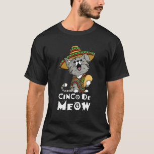 Cinco De Meow With Smiling Cat Taco And Sombrero T-Shirt