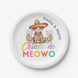 Cinco De Meowo Cute Cat Fiesta Party Custom Paper Plate