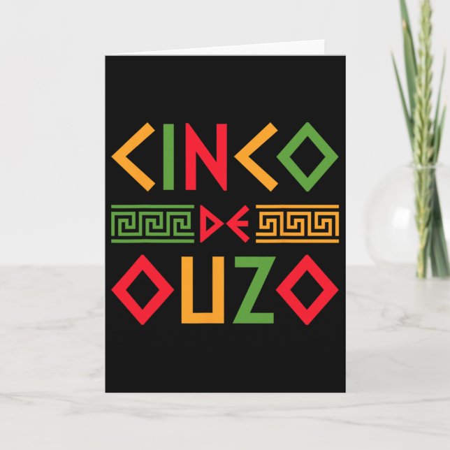 Cinco De Ouzo Retro Funny Greek Easter Cinco De Ma Card (Front)