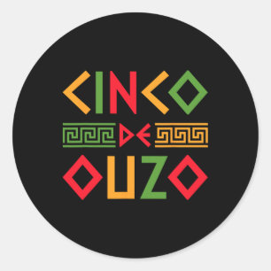 Cinco De Ouzo Retro Funny Greek Easter Cinco De Ma Classic Round Sticker
