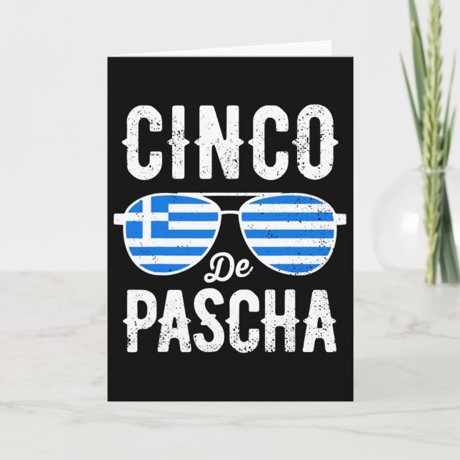 Cinco De Pascha Greece Flag Funny Greek Easter Cin Card (Front)