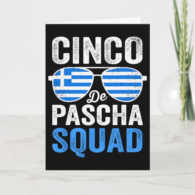 Cinco De Pascha Squad Greece Flag Greek Easter Cin Card (Front)