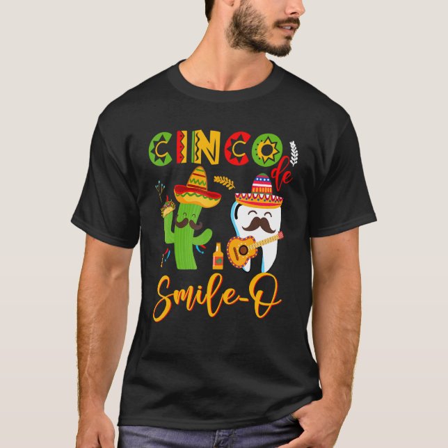 Cinco De Smile  O Funny Guitar Tooth Catus Tacos M T-Shirt (Front)