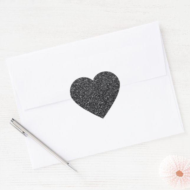 Cinder Black Glitter Heart Sticker (Envelope)