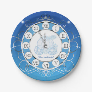 Cinderella Almost Midnight Silver & Blue Party Paper Plate