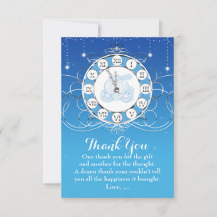 Cinderella Almost Midnight Silver & Blue Thank You Card