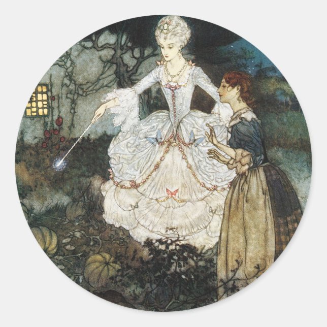 Cinderella and Fairy Godmother Classic Round Sticker (Front)