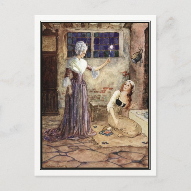 Cinderella and Fairy Godmother - Millicent Sowerby Postcard (Front)