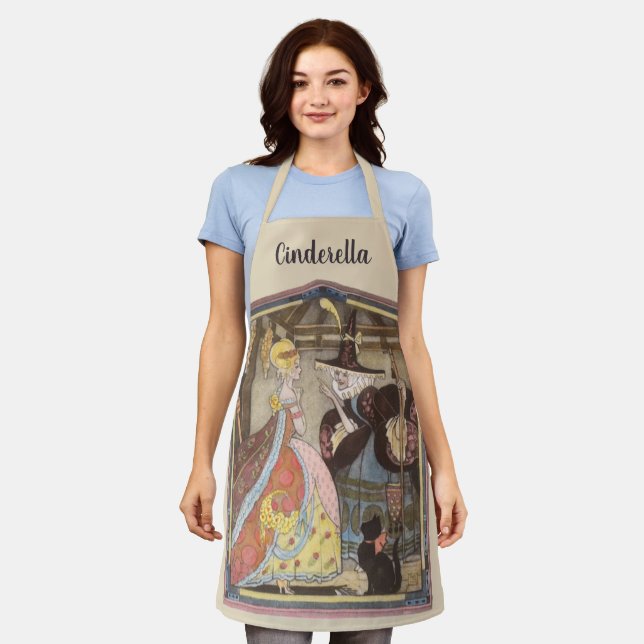 Cinderella and Fairy Godmother, Vintage Fairy Tale Apron (Worn)