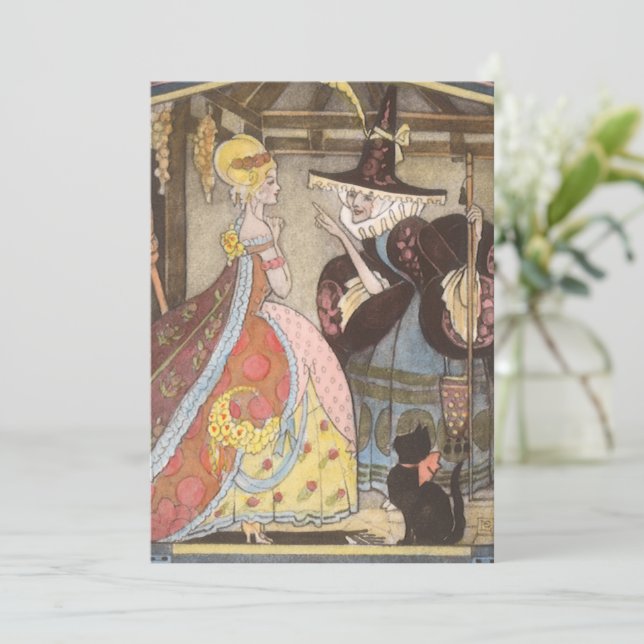 Cinderella and Fairy Godmother, Vintage Fairy Tale Invitation (Standing Front)