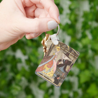 Cinderella and Fairy Godmother, Vintage Fairy Tale Key Ring
