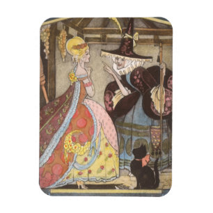 Cinderella and Fairy Godmother, Vintage Fairy Tale Magnet