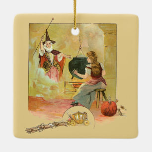 Cinderella And Her Fairy God Mother Ceramic Ornament