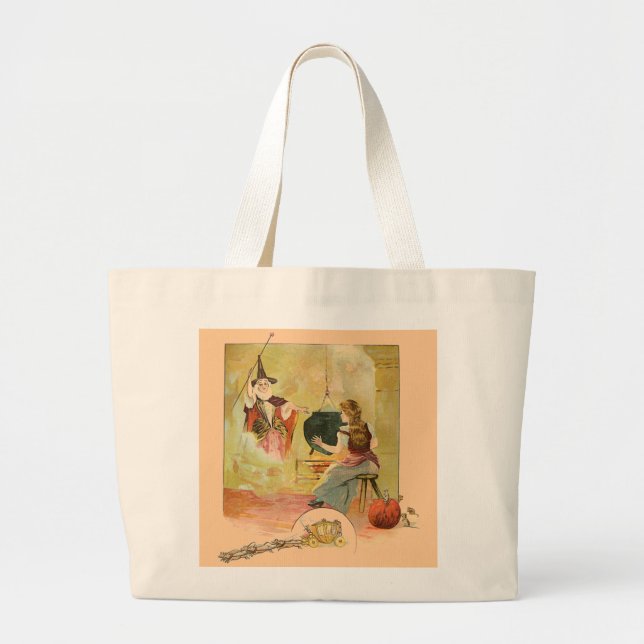 Cinderella And Her Fairy God Mother Large Tote Bag (Front)