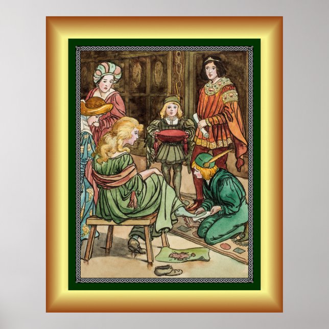 Cinderella And Her Prince ~ Trying On The Slipper  Poster (Front)