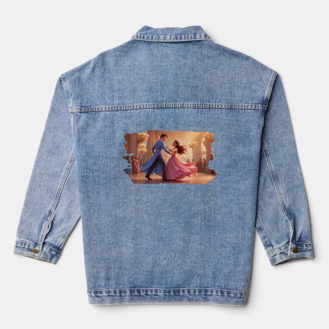 Cinderella and Prince Dancing – Enchanted Ballroom Denim Jacket (Back)