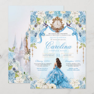 Cinderella Baby Blue Luxury Princess Quinceanera Invitation