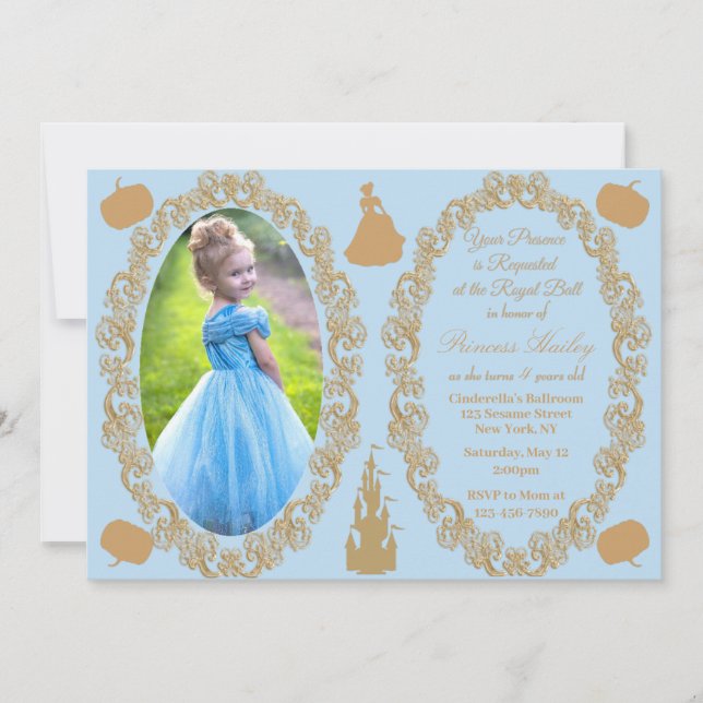 Cinderella Birthday Party Photo Invitation (Front)