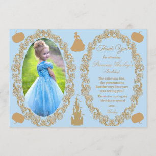 Cinderella Birthday Party Photo Thank You Invitation