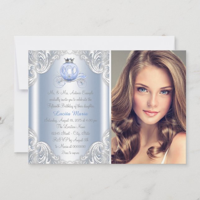 Cinderella Blue Princess Birthday Invitation (Front)