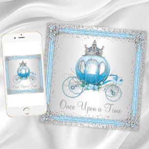Cinderella Blue Princess Birthday Party Invitation
