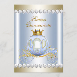 Cinderella Blue Princess Quinceanera Invitation