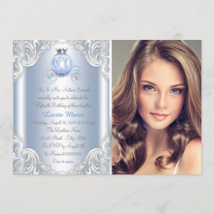 Cinderella Blue Princess Quinceanera Invitation
