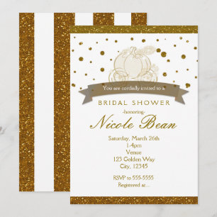 Cinderella Carriage Gold Glitter Dots Invitations