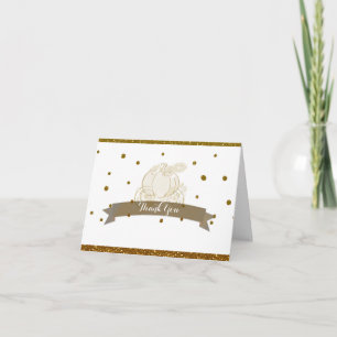 Cinderella Carriage Gold Glitter Thank You Card