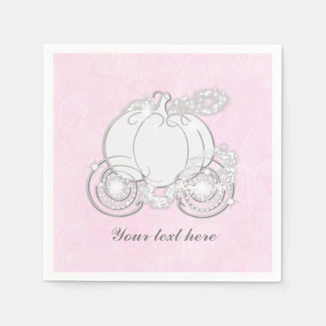 Cinderella Carriage Storybook Princess Pink Napkin (Front)