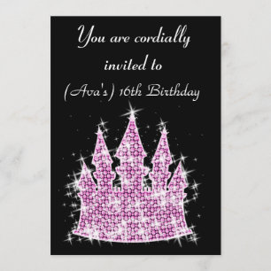 Cinderella Castle Rhinestone Birthday/Sweet 16 Invitation