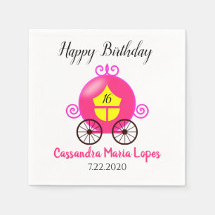 Cinderella Coach Girl Birthday Party Napkin