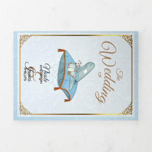 Cinderella Elegant Blue Trifold Wedding Program