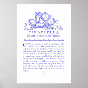Cinderella Fairy Tale Book Blue Poster
