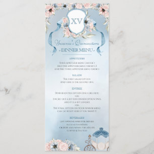 Cinderella Fairy Tale Elegant Blue Pink Party  Menu