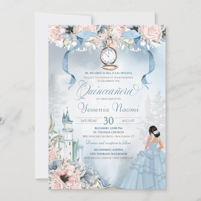 Cinderella Fairy Tale Princess Castle Quinceanera  Invitation (Front)