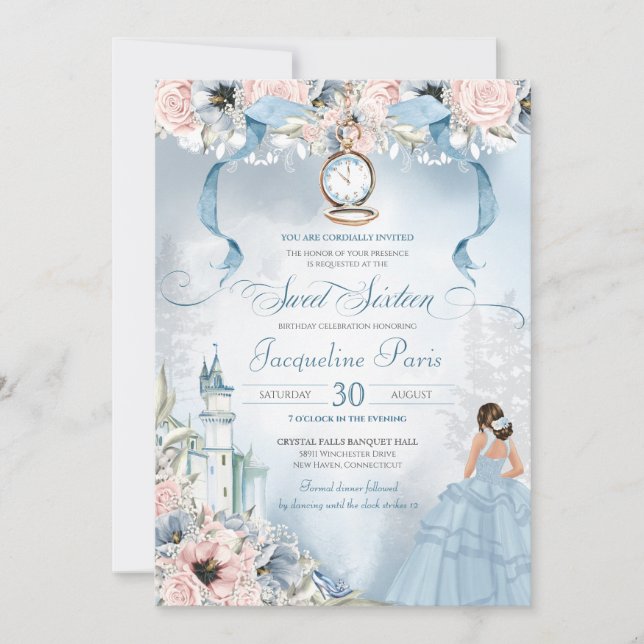 Cinderella Fairy Tale Princess Sweet 16 Birthday Invitation (Front)