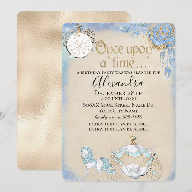 Cinderella Fairy Tale Theme Altered Invitation (Front/Back)