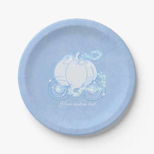 Cinderella Fairytale Carriage Blue Party Plates (Front)